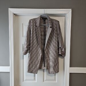 Rachel Zoe Black. Brown and Cream Houndstooth Blazer
